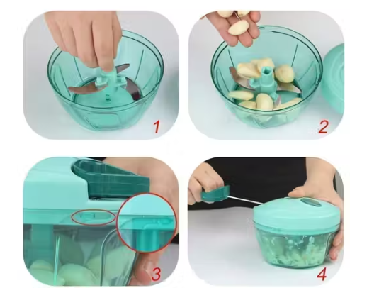 Vegetable Chopper With Stainless Steel Blades (BPA Free 100% Food Grade Plastic)