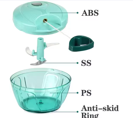 Vegetable Chopper With Stainless Steel Blades (BPA Free 100% Food Grade Plastic)
