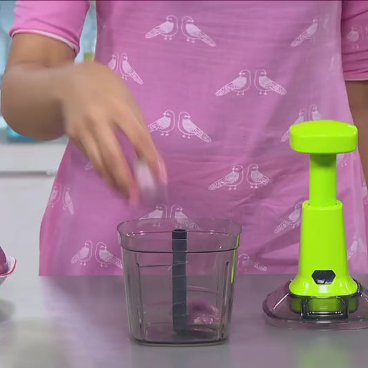 Vegetable Chopper With Stainless Steel Blades (BPA Free 100% Food Grade Plastic)